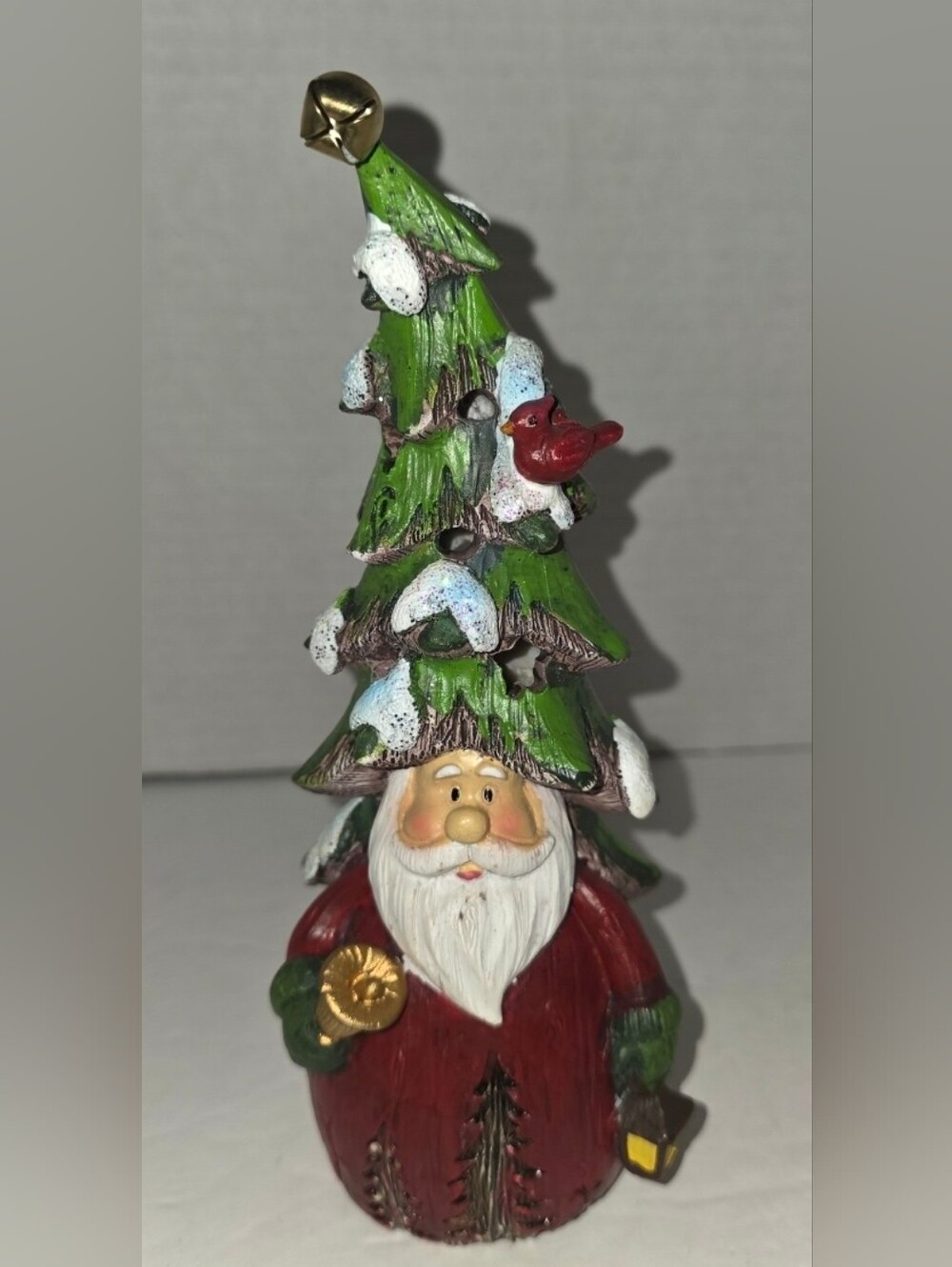 Vintage Lighted Santa Christmas Tree Figurine Decor. Lights Up Blue Red Green